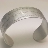 Matte Finish Pewter Cuff Abundant Wealth Health Joy  - Thumbnail 1