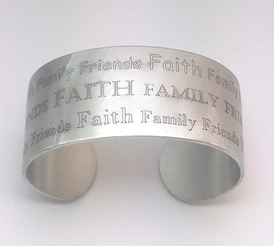 Matte Finish Faith Family Friends Pewter Cuff