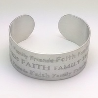Matte Finish Faith Family Friends Pewter Cuff - Thumbnail 2