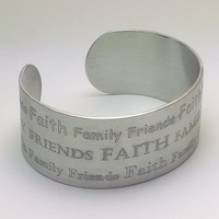 Matte Finish Faith Family Friends Pewter Cuff - Thumbnail 3