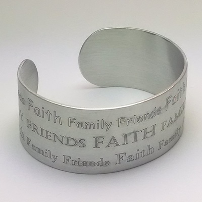 Matte finish faith family friends pewter cuff