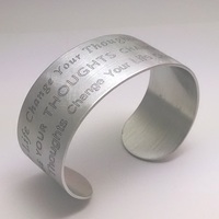 Matte Finish Change Your Thoughts Change Your Life Pewter Cuff - Thumbnail 1