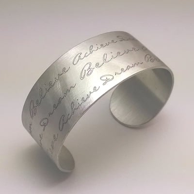 Matte finish dream believe achieve pewter cuff