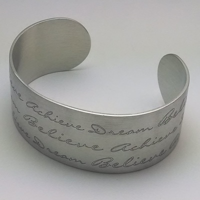 Matte finish dream believe achieve pewter cuff