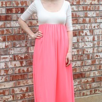 Pink and White Maxi Dress - Thumbnail 1