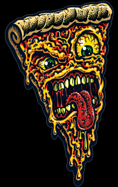 PIZZA FACE full color shaped vinyl sticker