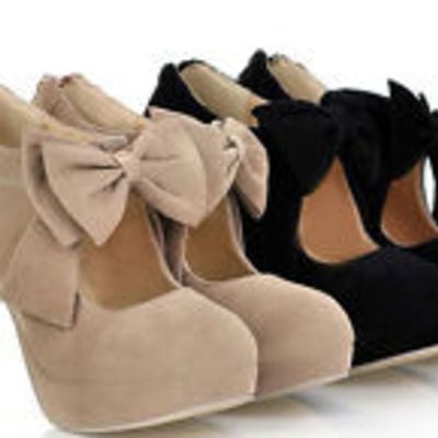 Round head bowknot high heels two colors