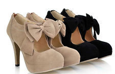 Round head bowknot high heels two colors