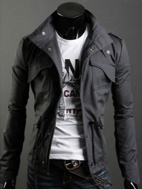 Autumn style pockets decorated cotton male jacket dark grey m/l/xl @s5-255-1dg 