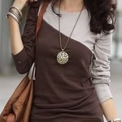 Long sleeve scoop women coffee cotton primer shirt one size @wh0384co 