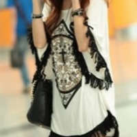 Women Bat-wing Sleeve Loose Printing Cotton T-shirt One Size @YL958527  - Thumbnail 1