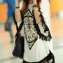 Women Bat-wing Sleeve Loose Printing Cotton T-shirt One Size @YL958527 -1