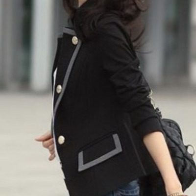 Black blends women fashion lapel long sleeve button slim suit coat s/m/l/xl nc318-1-6509-60b 