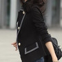 Black Blends Women Fashion Lapel Long Sleeve Button Slim Suit Coat S/M/L/XL NC318-1-6509-60b -1
