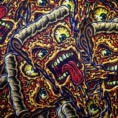 Pizza face full color shaped vinyl sticker