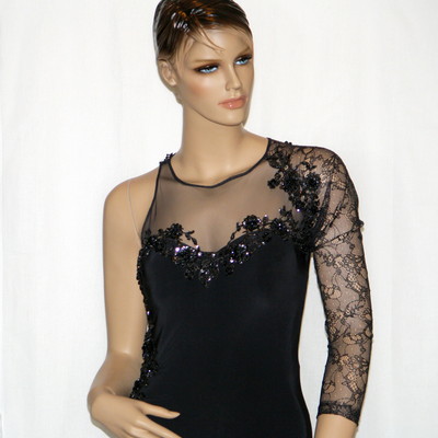 Beaded one-shoulder gown