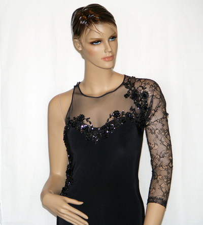 Beaded one-shoulder gown