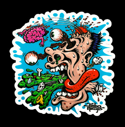 Jimbo Phillips BARF BRAIN full color shaped vinyl sticker