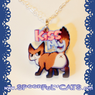 Kiss my ass cat necklace - Thumbnail 1