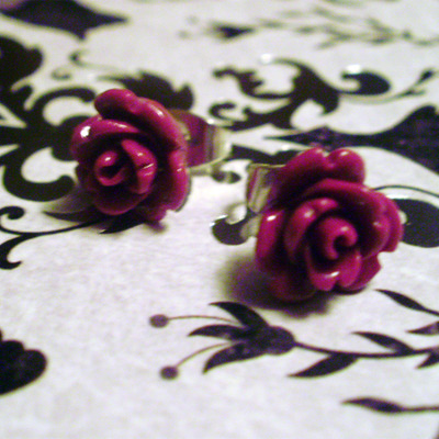 Fuchsia rose earrings