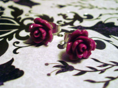 Fuchsia Rose Earrings