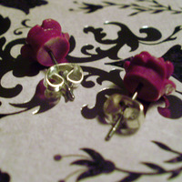 Fuchsia Rose Earrings - Thumbnail 2