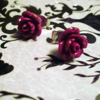 Fuchsia Rose Earrings - Thumbnail 4