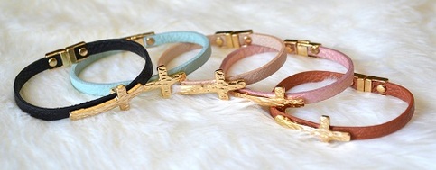 Leather Cross Bracelet