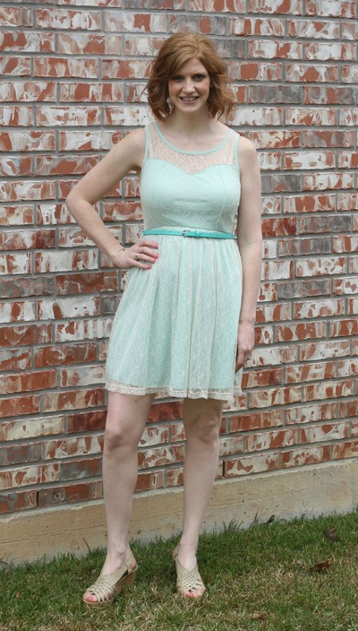 Mint Lace Dress with Belt