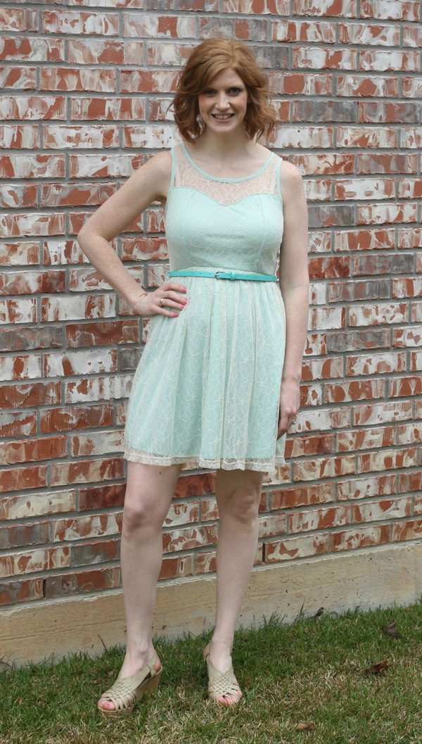 Mint Lace Dress with Belt