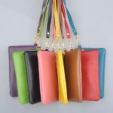  leather wristlet clutch evening coin bag purse card wallet pouch