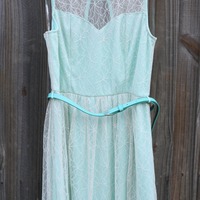 Mint Lace Dress with Belt - Thumbnail 3