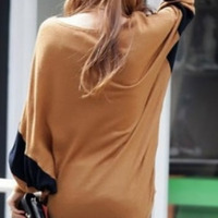 Chocolate Cotton Women New Style Splicing Bat Sleeve Loose Blouse M/L/XL NRJ616-2-9877-30ch 	 - Thumbnail 1
