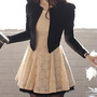 Black Lace Women Fashion Long Sleeve Short Length Dress One Size FZ74044-46 -3