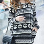 Black Knitting New Fashion Women Round Neck Long Sleeve Skull Head  Sweaters One Size FZ72567-18b -1