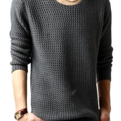 Dark grey korean style round neck men sweater m/l/xl 1002sj-m10dg 