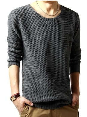 Dark grey korean style round neck men sweater m/l/xl 1002sj-m10dg 
