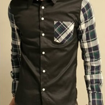 Green new fashion long sleeves men grid cotton shirts m/l/xl/xxl 619sj-cs29gr 	