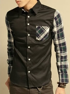 Green New Fashion Long Sleeves Men Grid Cotton Shirts M/L/XL/XXL 619SJ-CS29gr 	