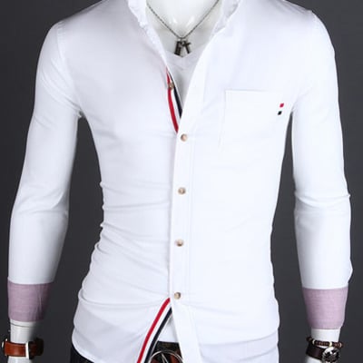 White autumn men long sleeves welt casual shirt m/l/xl/xxl 1215sj-9005w