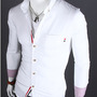 White Autumn Men Long Sleeves Welt Casual Shirt M/L/XL/XXL 1215SJ-9005w-2