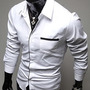 White New Fashion Men Slim Long Sleeves Shirts M/L/XL/XXL 1215SJ-9006w -1