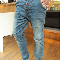 Blue Autumn Style Men Fashion Jeans Cowboy Feet Pants S/M/L/XL/XXL/XXXL 990SJ-A101-80bl  - Thumbnail 1