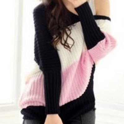 Pink women bat wing sleeves fashion off the shoulder sweater one size d302-2071-34p 	