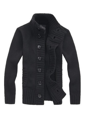 Black men cardigan long sleeves knitting sweater coat m/l/xl/xxl 1002sj-m15b 