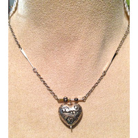 Precious Engraved Heart with Bead Suspension Necklace* - Thumbnail 1