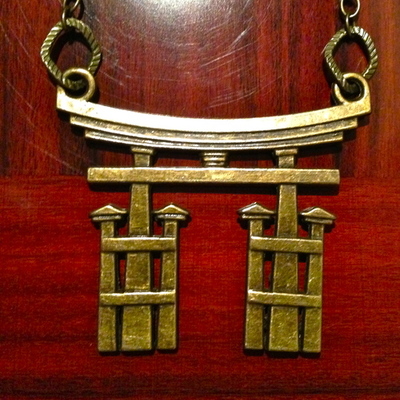 Brass temple pendant necklace