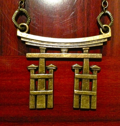 Brass Temple Pendant Necklace