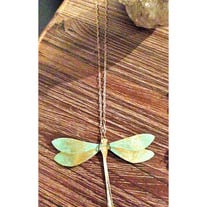 Sandy Sea Foam Dragonfly Pendant Necklace