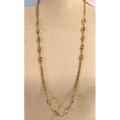 Long Gold Chain with Smokey Crystals Necklace*